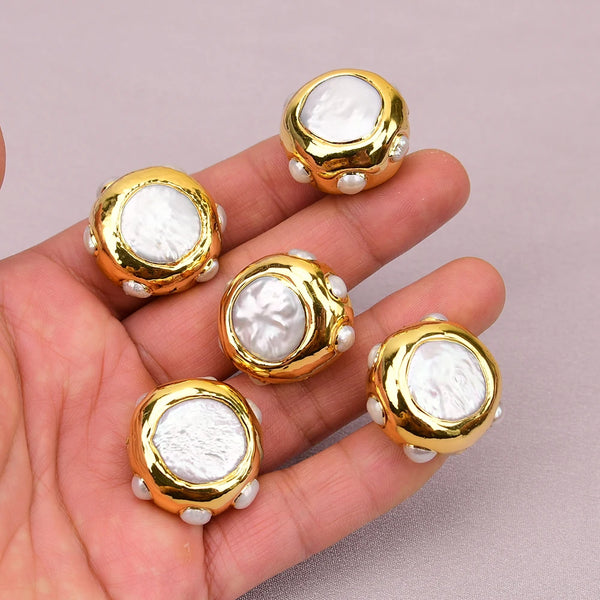 White Pearl Bezel Beads-ToShay.org