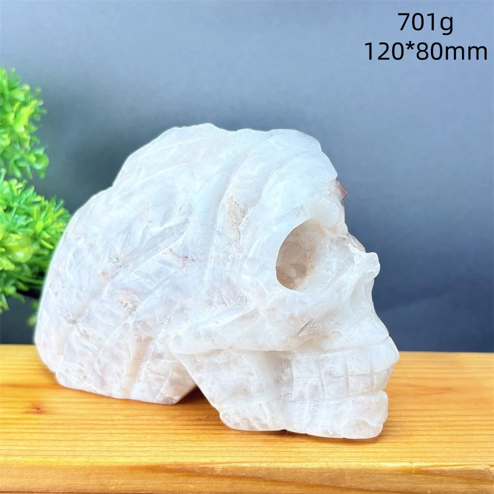 Natural Rare Quartz And Ruby Symbiotic Mineral Crystal; Purely Hand-carved Skull For Halloween, As A Home Decoration.-ToShay.org