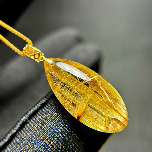 Gold Rutilated Quartz Pendant-ToShay.org