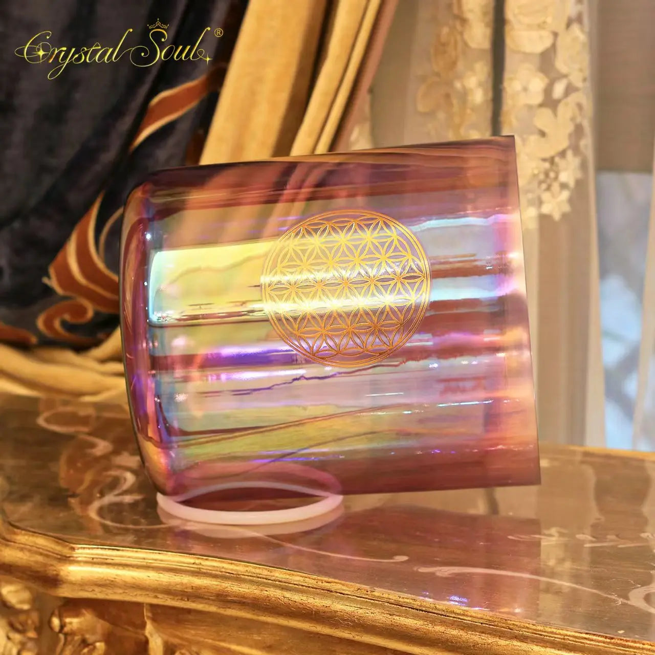 Crystal Soul Clear Alchemy Crystal Bowl with Classic Purple Customized Pattern Source Factory-ToShay.org