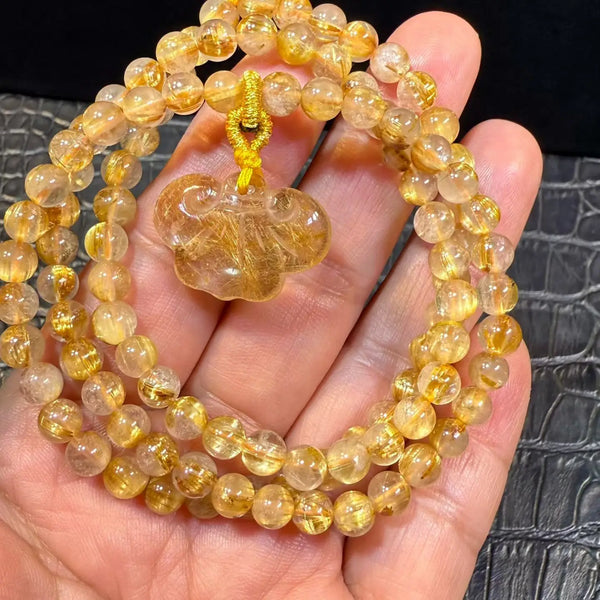 Gold Rutilated Quartz Wrap Bracelet-ToShay.org