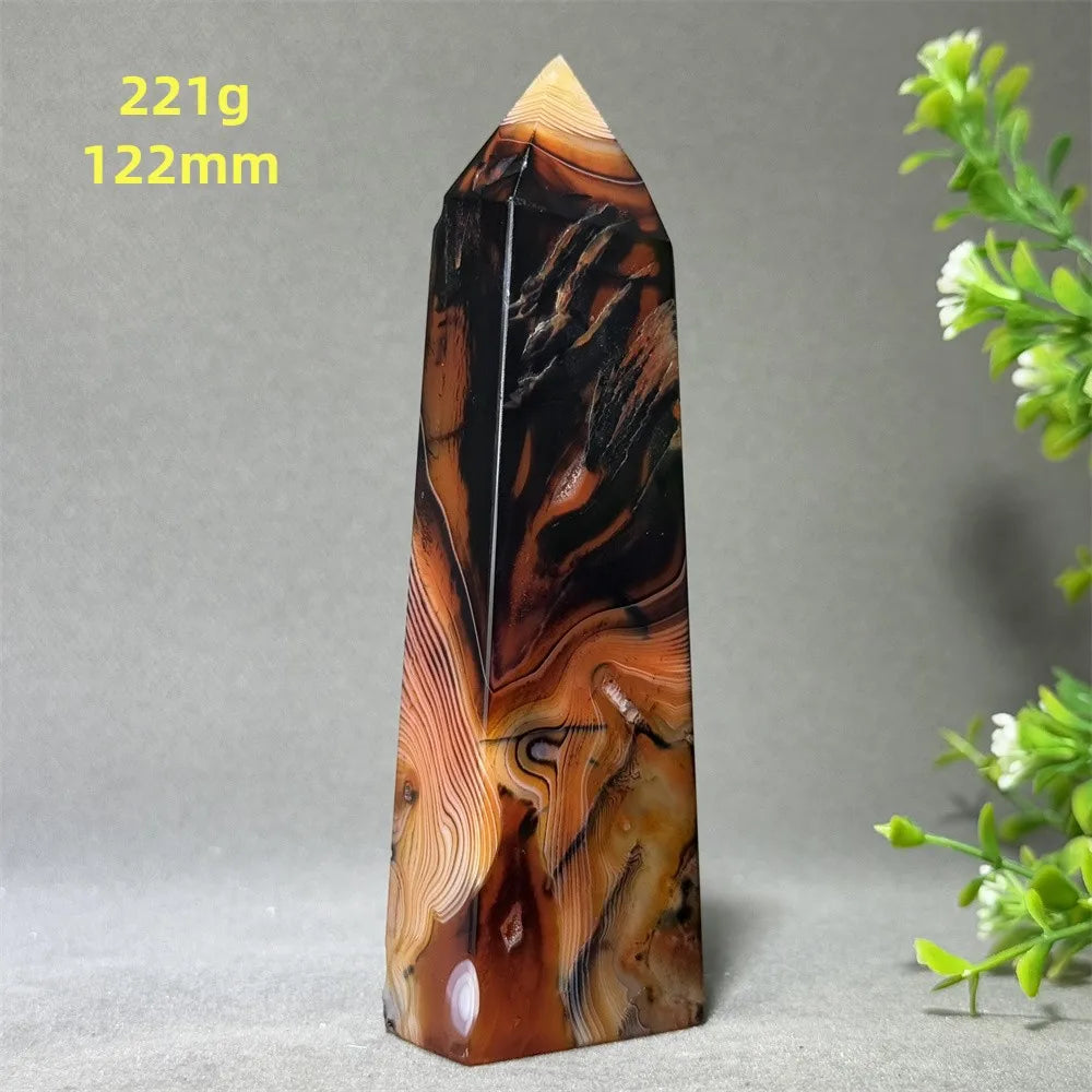 Black Red Striped Agate Obelisk-ToShay.org