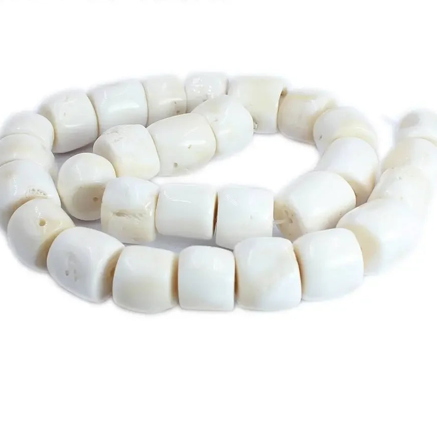 White Coral Rondelle Beads-ToShay.org