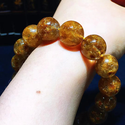Gold Rutilated Flower Bracelet-ToShay.org