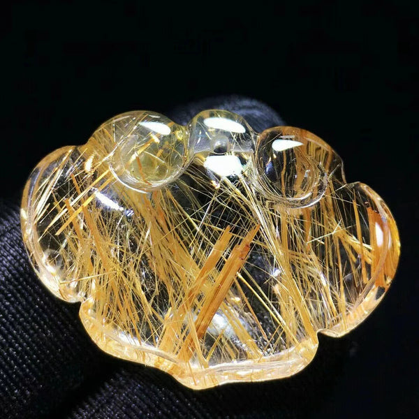 Gold Rutilated Quartz Pendant-ToShay.org