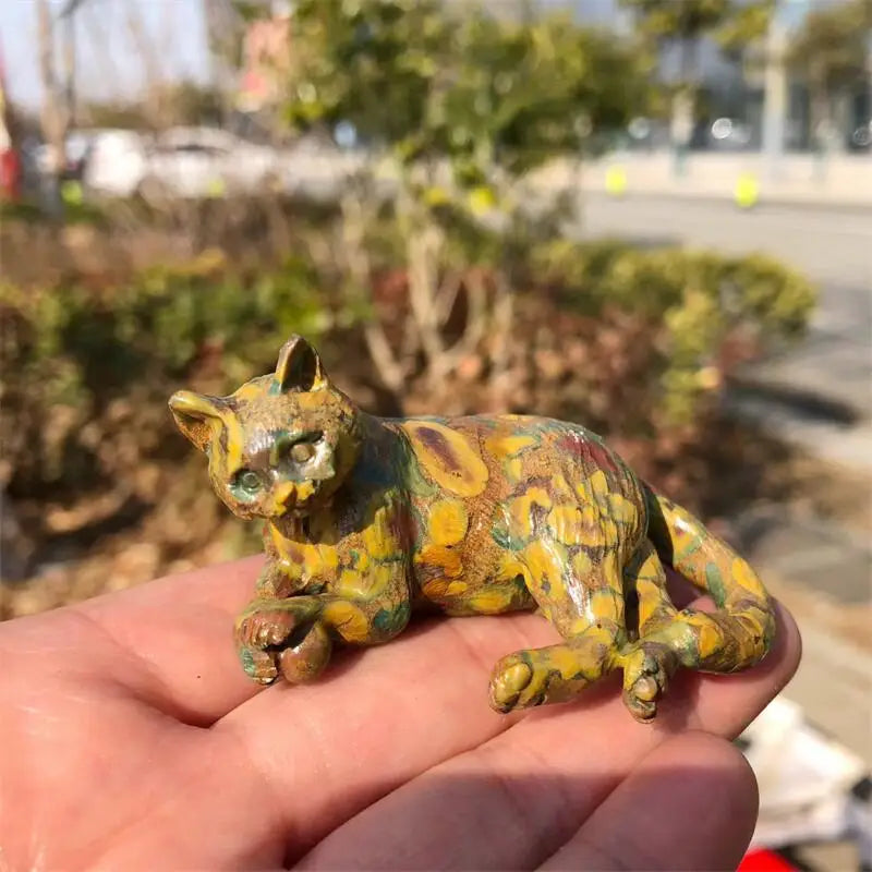 7cm Natural Quartz Cartoon Cat Carving Crystal Animal Healing Stone Polished Mineral Home Decor Ornament-ToShay.org