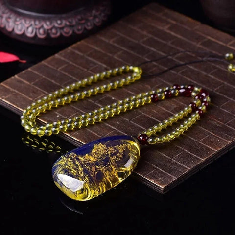 Yellow Amber Guanyin Pendant-ToShay.org