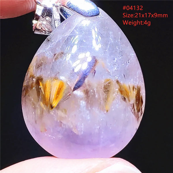 Purple Rutilated Auralite Pendant-ToShay.org