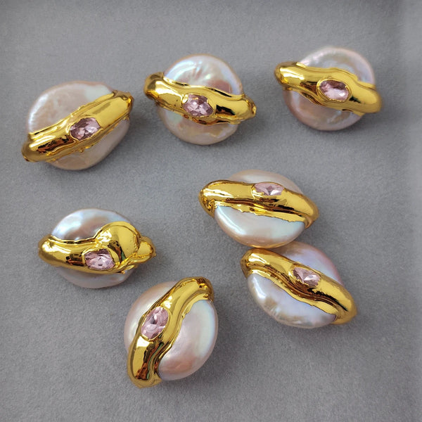 White Pearl Bezel Beads-ToShay.org