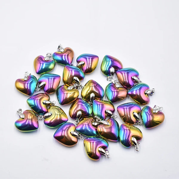 Rainbow Hematite Heart Pendants-ToShay.org