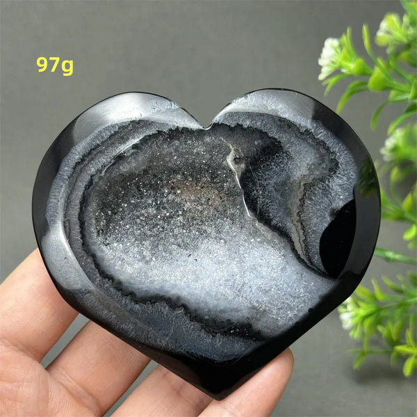 Black Agate Geode Heart-ToShay.org