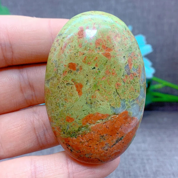Green Unakite Palm Stone-ToShay.org