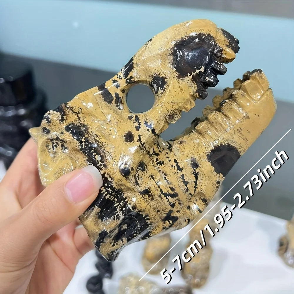 Yellow Picture Stone Dinosaur Skull-ToShay.org