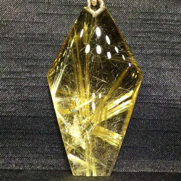 Gold Rutilated Quartz Pendant-ToShay.org