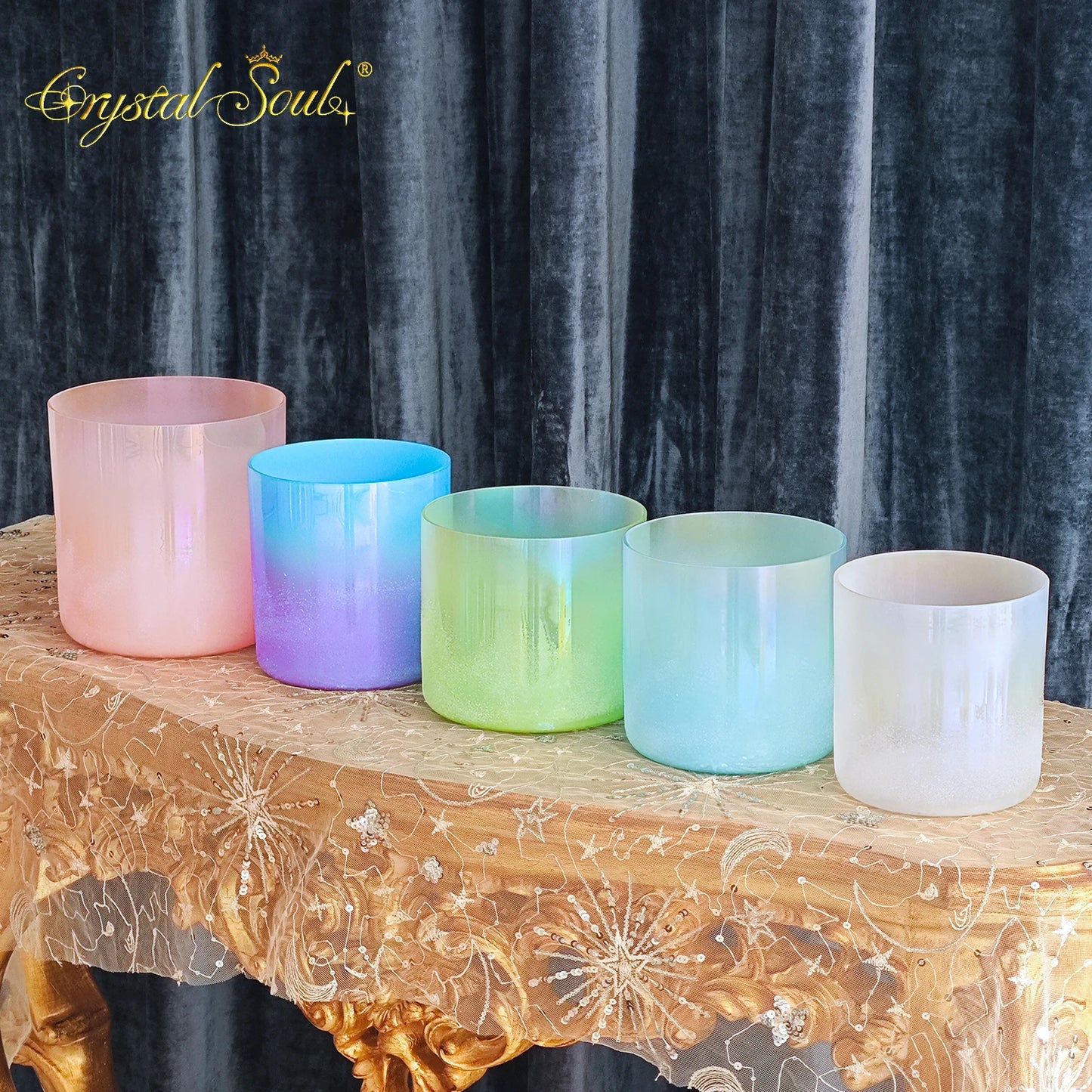 Crystal Soul C5 528Hz Sandblasting Dreamy Colored Alchemy Crystal Singing Bowl Set-ToShay.org