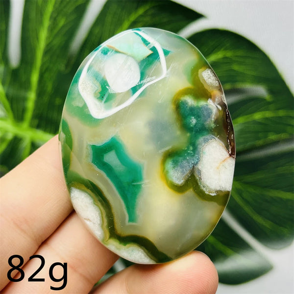 Green Flower Agate Palm Stone-ToShay.org