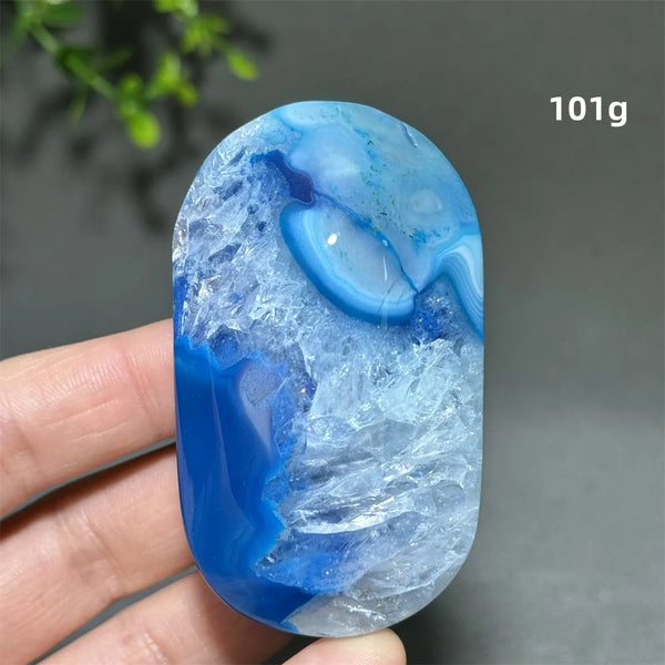 Blue Agate Palm Stone-ToShay.org