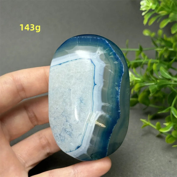 Blue Agate Palm Stone-ToShay.org