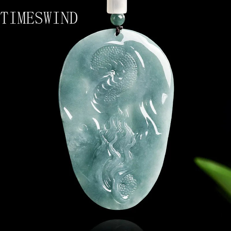 Blue Jade Dragon Pendant-ToShay.org