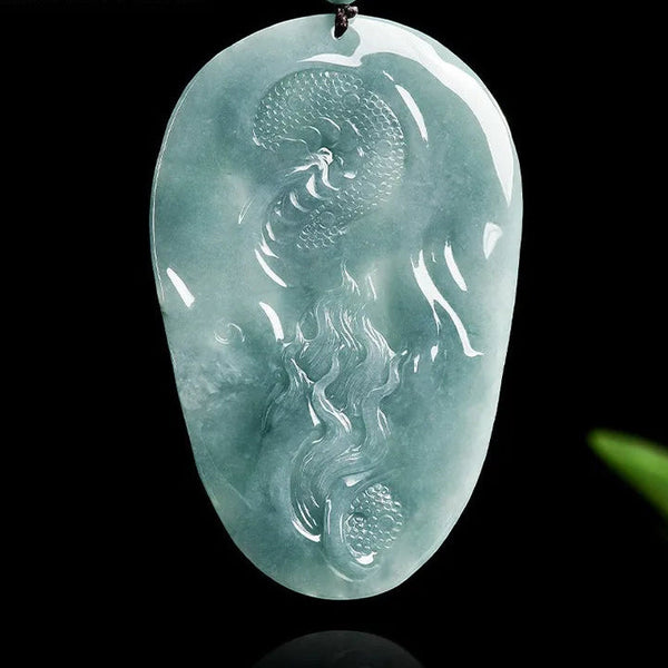 Blue Jade Dragon Pendant-ToShay.org
