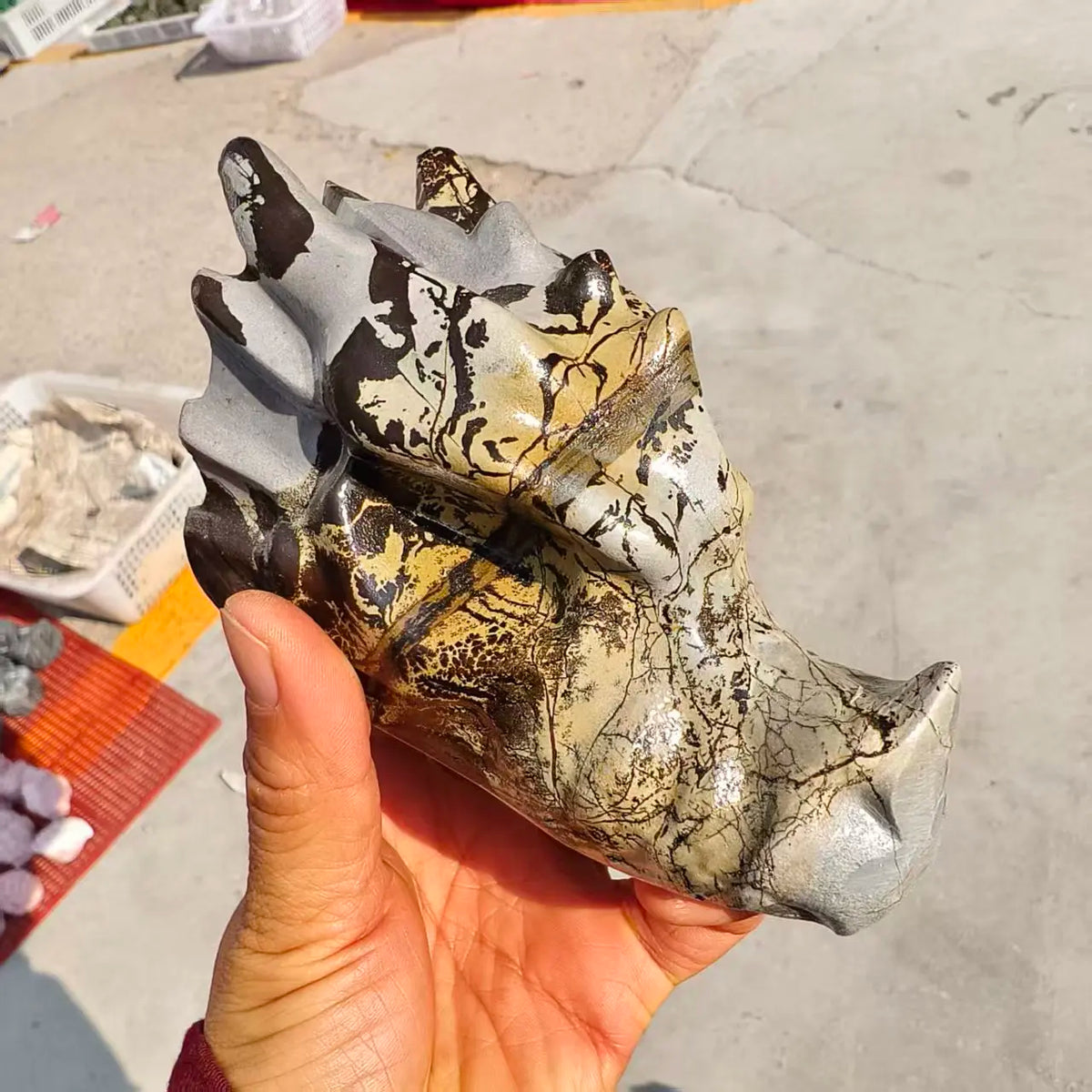 Yellow Painting Stone Dragon-ToShay.org