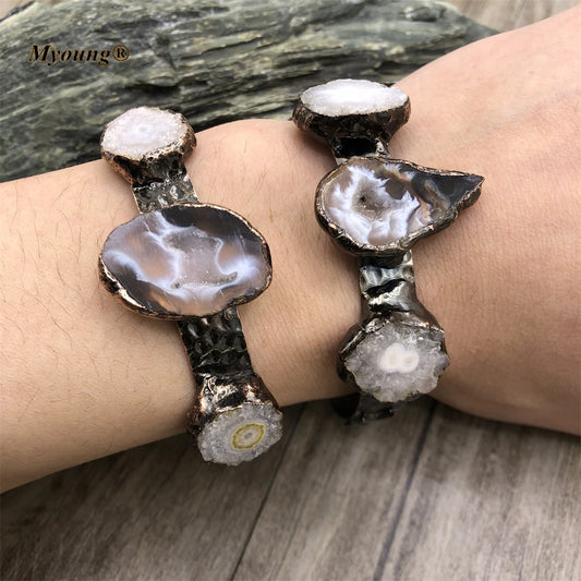Grey Agate Geode Cuff Bangle-ToShay.org