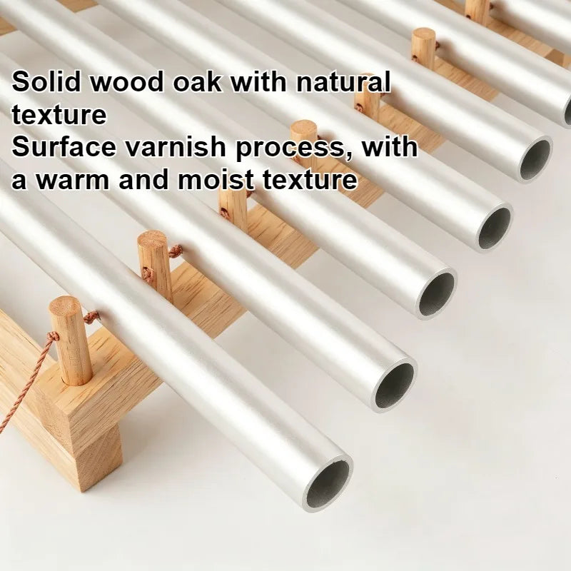 9 Tone Aluminum Alloy Sound Beam Meditation Sound Healing Wind Chime Handheld Portable Adult Hand Bells with Wooden Stand-ToShay.org