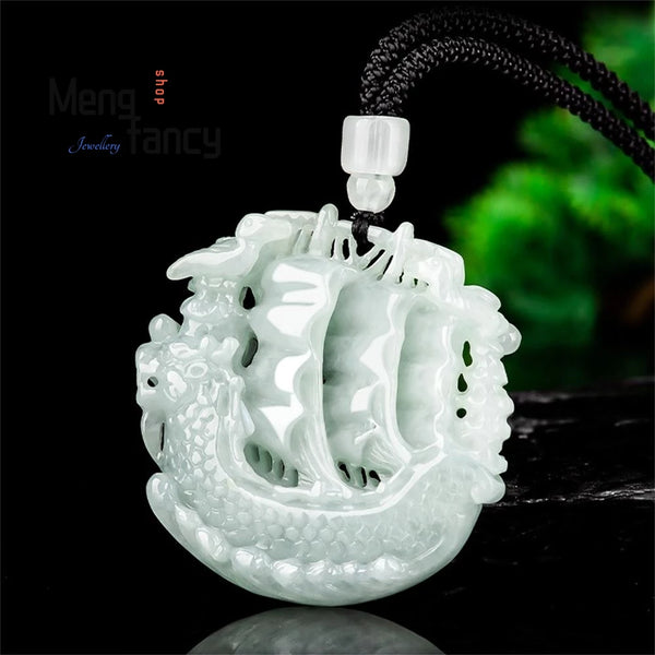 Blue Jadeite Sailboat Pendant-ToShay.org