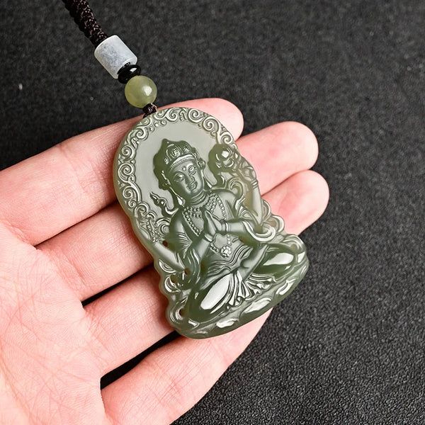 Green Jade Guanyin Pendant-ToShay.org