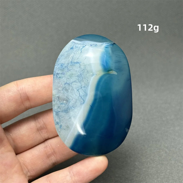 Blue Agate Palm Stone-ToShay.org