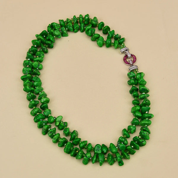 Green Turquoise Nugget Necklace-ToShay.org
