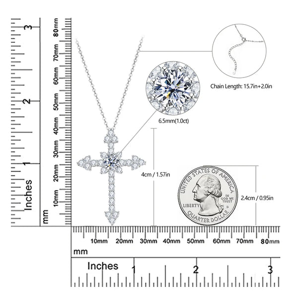 Silver Diamond Cross Pendant-ToShay.org