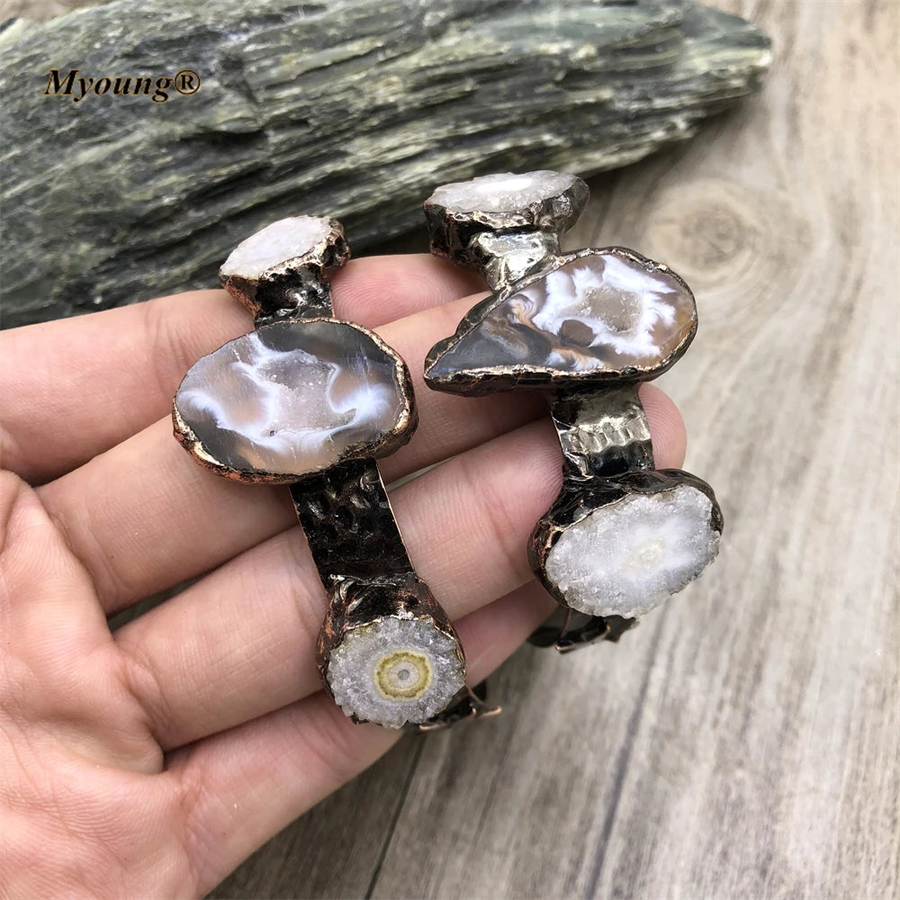 Grey Agate Geode Cuff Bangle-ToShay.org