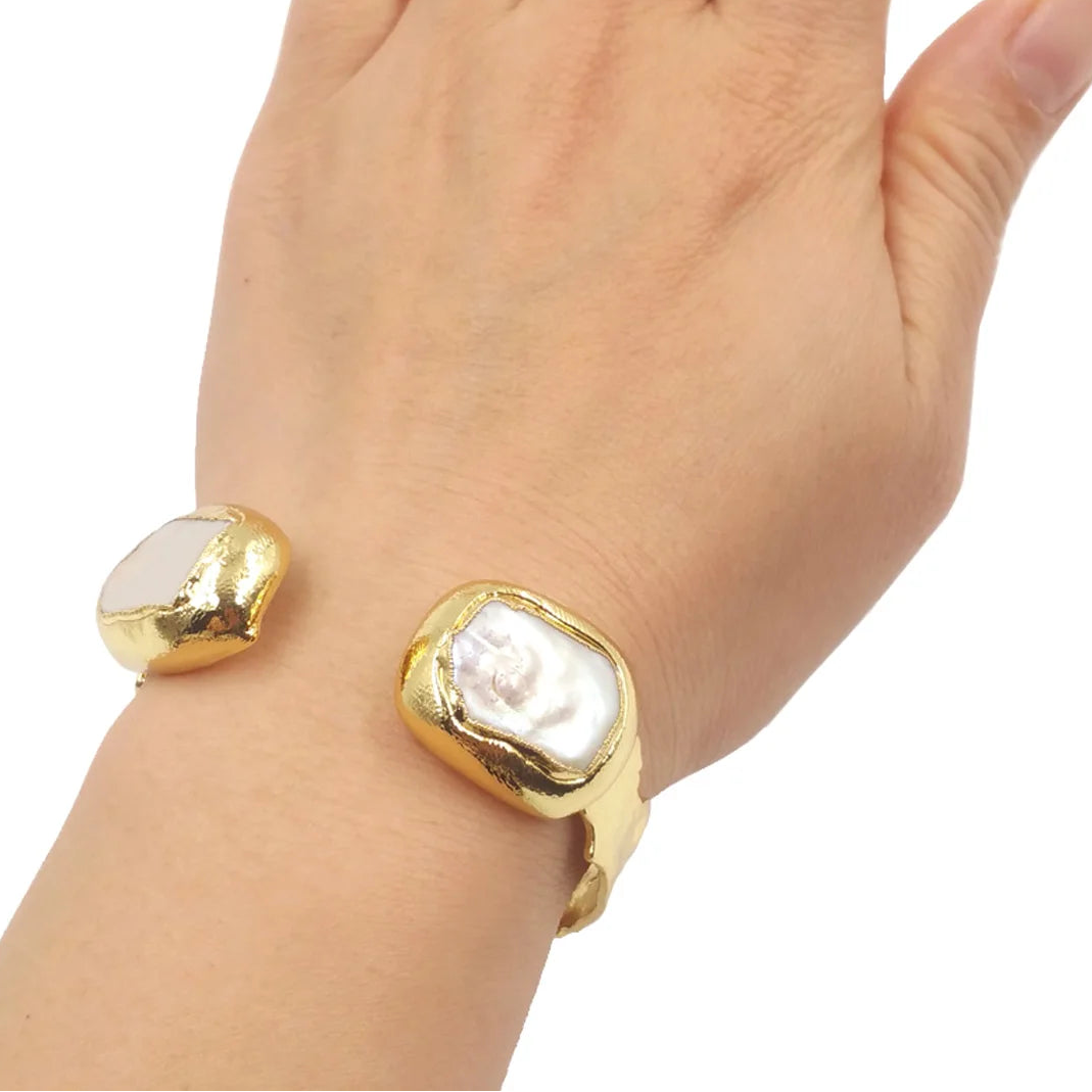 White Pearl Cuff Bracelet-ToShay.org
