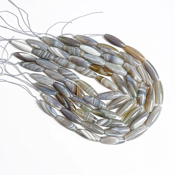 Grey Agate Rice Beads-ToShay.org