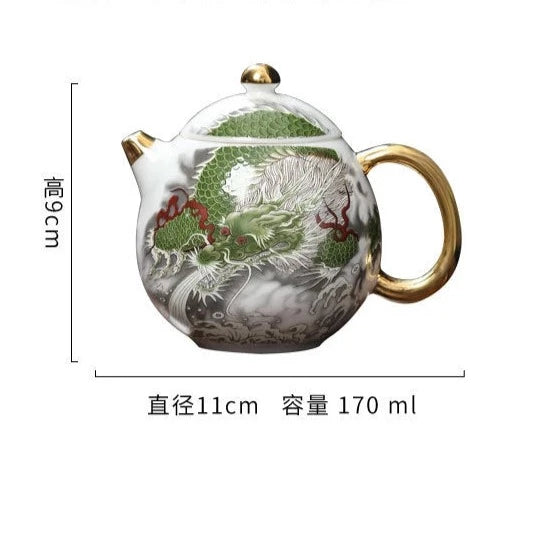White Dragon Porcelain Teapot-ToShay.org