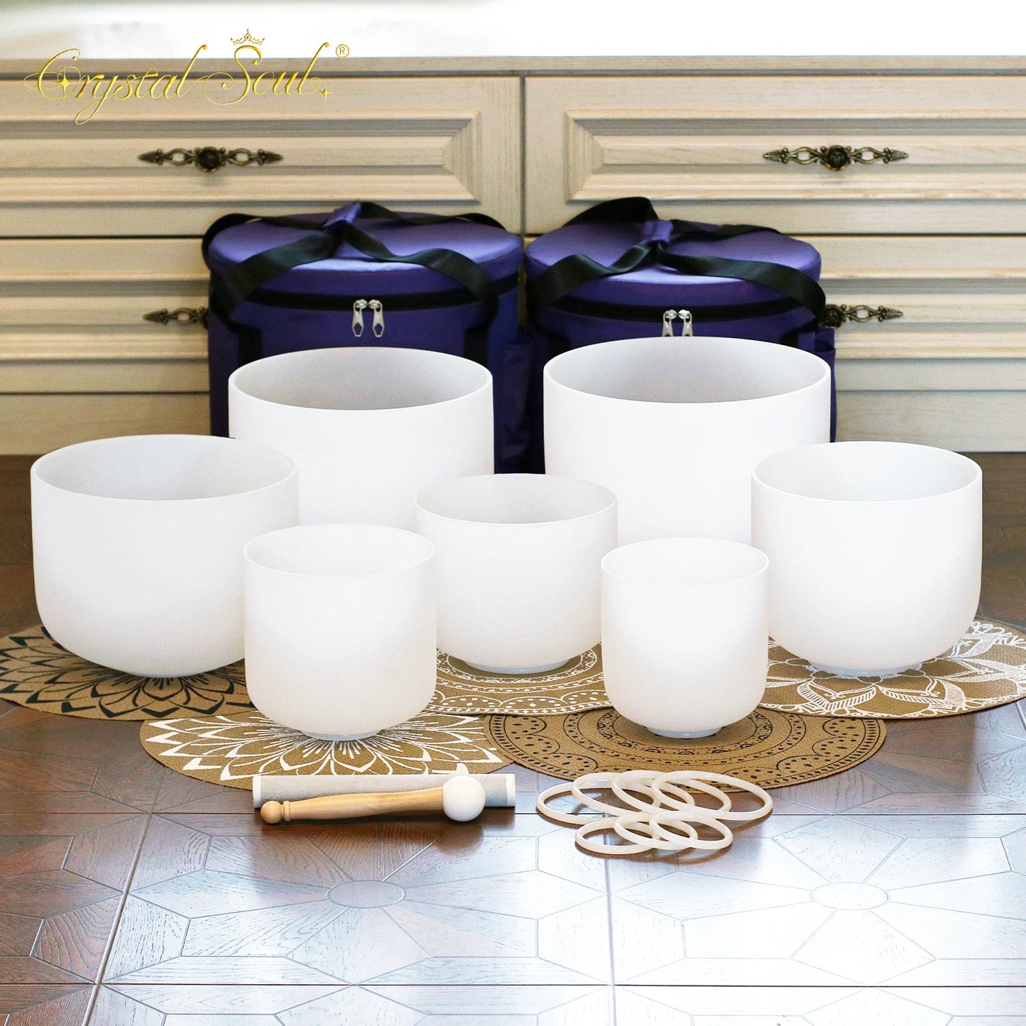 White Frosted Crystal Singing Bowl-ToShay.org