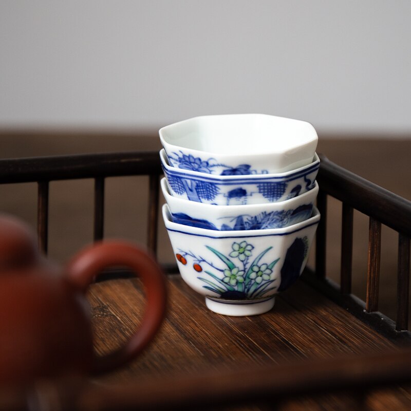 Blue White Ceramic Tea Cups-ToShay.org