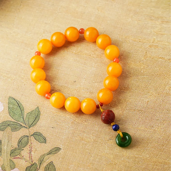 Yellow Amber Bead Bracelet-ToShay.org