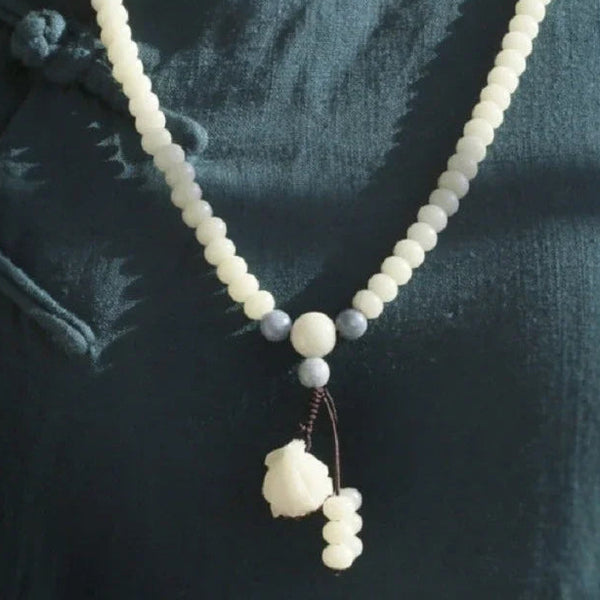 White Bodhi Root Lotus Mala-ToShay.org
