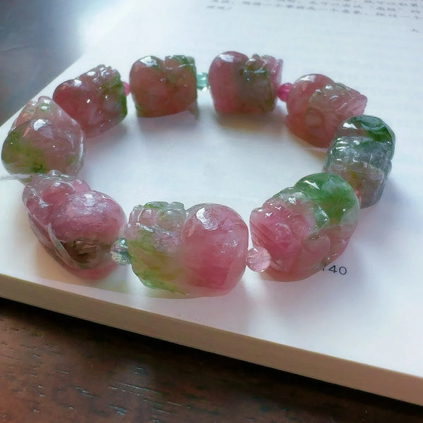 Pink Tourmaline Pi Xiu Bracelet-ToShay.org