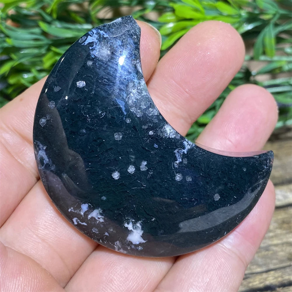 Green Moss Agate Moon-ToShay.org