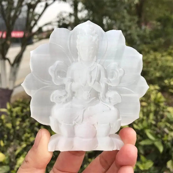 Crystal Selenite Guanyin Buddha-ToShay.org