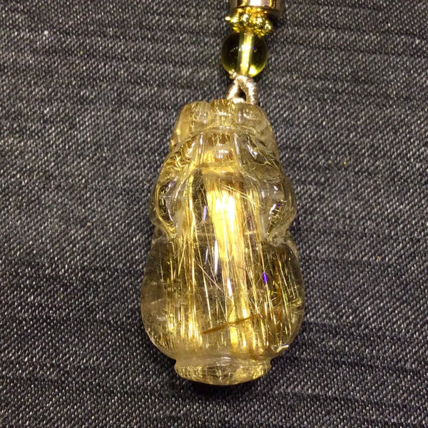 Gold Rutilated Quartz Pendant-ToShay.org