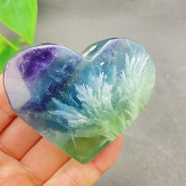 Green Feather Fluorite Heart-ToShay.org