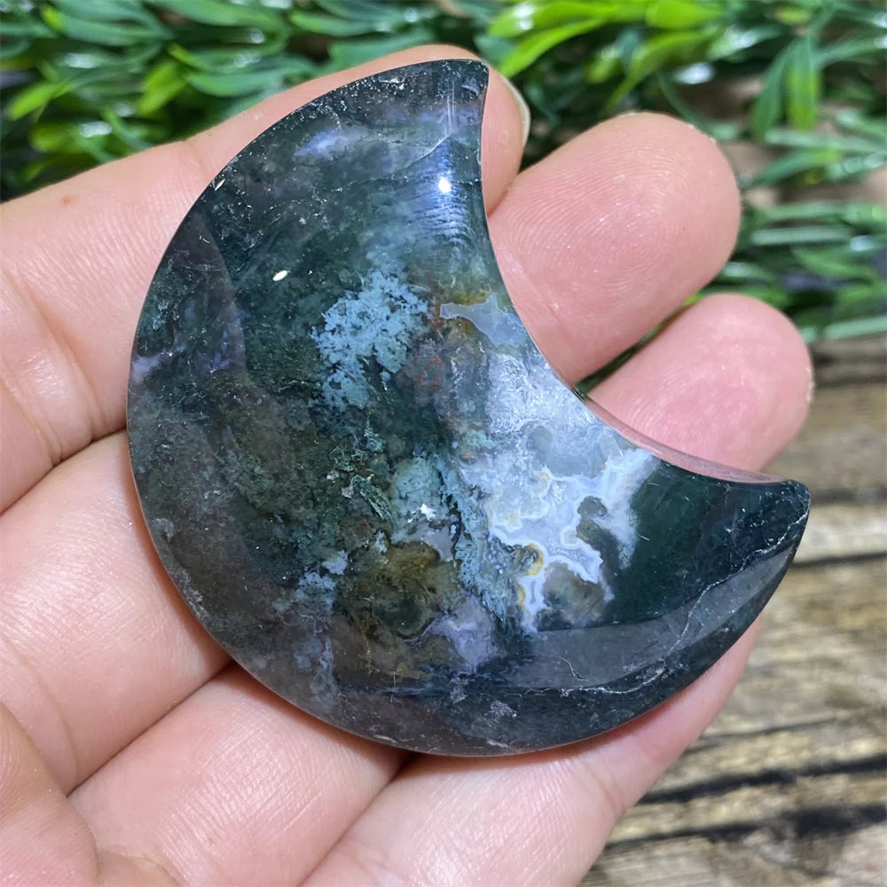 Green Moss Agate Moon-ToShay.org