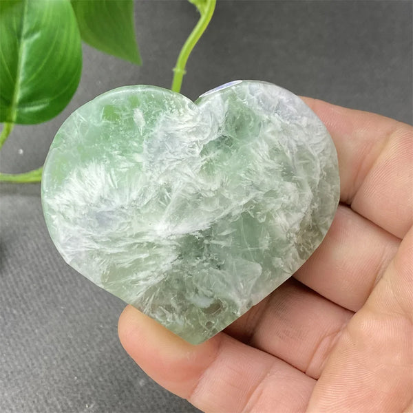Green Feather Fluorite Heart-ToShay.org