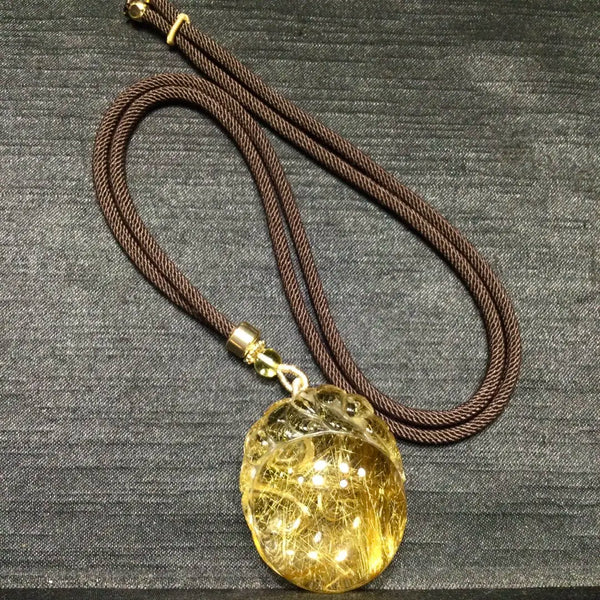 Gold Rutilated Quartz Pendant-ToShay.org