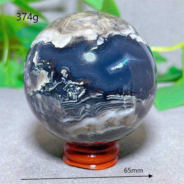 Green Fluorescent Volcanic Agate Ball-ToShay.org