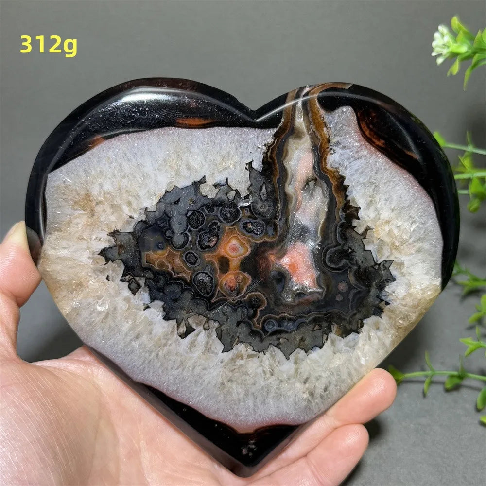 Black Red Striped Agate Hearts-ToShay.org